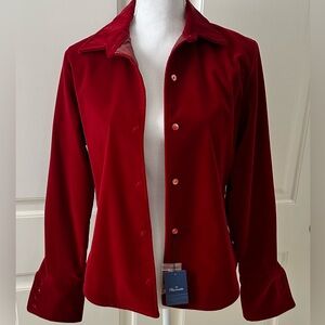 New Faconnable Red Velvet Shirt